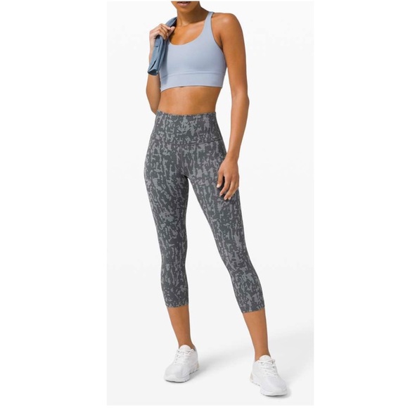 Lululemon Wunder Train High-Rise Crop 21" Print Gray Legging Size 6, W6BF5S - Picture 14 of 14